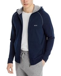 BOSS - Mix & Match Cotton Blend Full Zip Hooded Jacket - Lyst