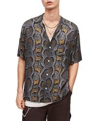 AllSaints - Copperhead Print Short Sleeve Camp Shirt - Lyst