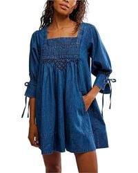 Free People - Sonora Denim Mini Dress - Lyst