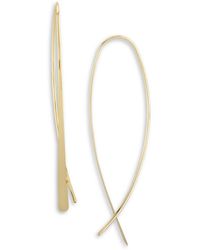 Moon & Meadow 14k Yellow Gold Tapered Teardrop Threader Earrings - Metallic