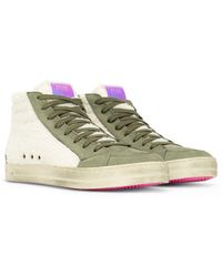 P448 Thea Lace & Leather Sneakers in Denim (White) | Lyst UK