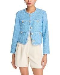 Aqua - Tweed Collarless Jacket - Lyst