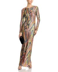 Aqua - Long Sleeve Sequin Swirl Maxi Dress - Lyst