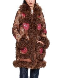 Anna Sui - Poiret Faux Fur Trim Coat - Lyst