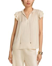 Tahari - Flutter Sleeve Split Neck Airflow Blouse - Lyst