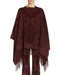 Etro - Wool Paisley Fringe Trim Poncho - Lyst