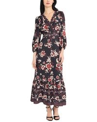 Donna Morgan - V Neck Midi Dress - Lyst