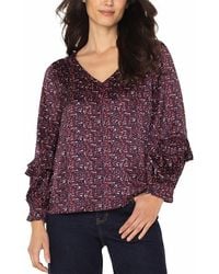Liverpool Los Angeles - Ruffled Sleeve V Neck Top - Lyst