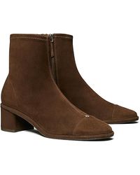 Tory Burch - Cap Toe Suede Ankle Boots - Lyst