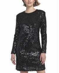 Elle Collection - Elle Long Sleeve Sequin Shift Dress - Lyst