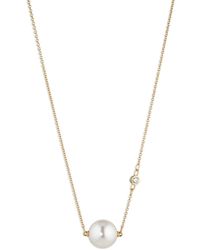 Nadri Cubic Zirconia & Nacre Pearl Long Pendant Necklace - Metallic