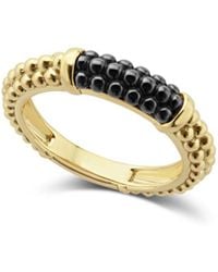 Lagos Gold & Black Caviar Stacking Ring - Metallic