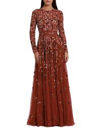 Mac Duggal - Embellished High Neck Long Sleeve A Line Gown - Lyst
