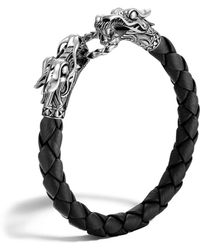 John Hardy Men's Legends Naga Leather Dragon Bracelet - Black