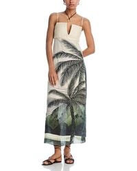 JUAN DE DIOS - Linen Palm Midi Dress - Lyst
