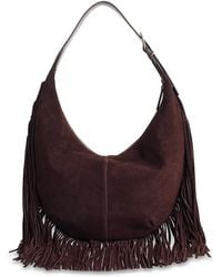 Madewell - The Essential Fringed Suede Curve Shoulder Bag - Lyst