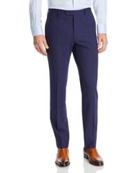 John Varvatos Ohn Varvatos Star Usa Street Wool - Linen Tonal Plaid Slim Fit Suit Pants - Blue