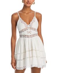 LoveShackFancy - Zima Lace Trim Mini Dress - Lyst