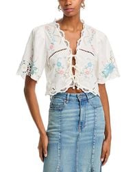 Sea - Vesna Embroidered Tie Front Top - Lyst