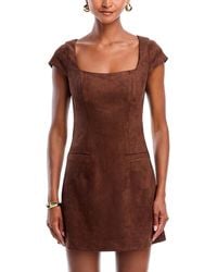 Aqua - Faux Suede Cap Sleeve Shift Dress - Lyst