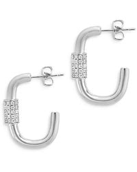 Sterling Forever - Oval Carabiner Hoop Earrings - Lyst