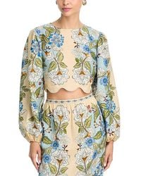 FARM Rio - Garden Scarf Print Linen Top - Lyst