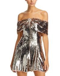 Self-Portrait - Sequin Off The Shoulder Mini Dress - Lyst