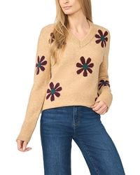 Cece - Groovy Flower V Neck Sweater - Lyst