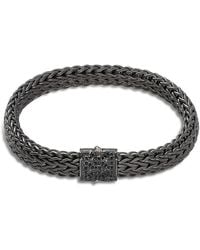 John Hardy - Blackened Sterling Classic Chain Flat Link Bracelet With Sapphire - Lyst