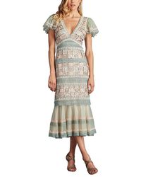 Tadashi Shoji - Belle Sequin Lace Panel Midi Dress - Lyst