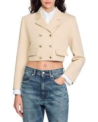 Sandro - Cropped Buttoned Jacket - Lyst