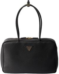 Prada - Large Leather Top-Handle Bag - Lyst
