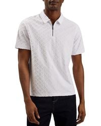 Ted Baker - Ansom Textured Quarter Zip Terry Polo Shirt - Lyst