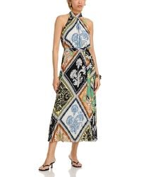 Tahari - Printed Halter Neck Midi Dress - Lyst