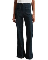 Reiss - Petites Sakura Patch Pocket High Rise Flare Jeans - Lyst