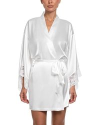 In Bloom - Lace Trim Satin Wrap Robe - Lyst