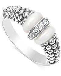 Lagos - Ceramic & Sterling Caviar Diamond Stacking Ring - Lyst