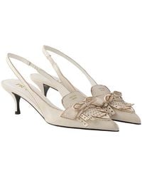 Prada - Leather Slingback Pumps - Lyst
