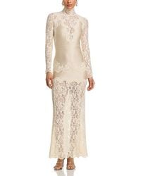 Rabanne - Floral Lace Mock Neck Maxi Dress - Lyst