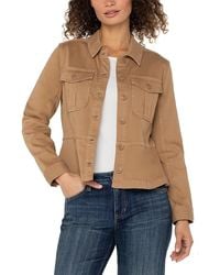 Liverpool Los Angeles - Peplum Hem Trucker Jacket - Lyst