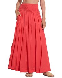 Elan - Smocked Waist Midi Swim Cover-Up Skirt - Lyst