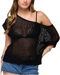 Edikted - Trix Off Shoulder Open Knit Top - Lyst