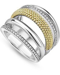 Lagos - Two Tone Caviar Lux Five Row Diamond Ring, 0.29 Tcw - Lyst