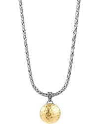 John Hardy Sterling Silver And 18k Gold Palu Round Pendant On Chain Necklace - Metallic