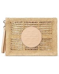 Tory Burch - Ella Hand Crochet Straw Pouch - Lyst