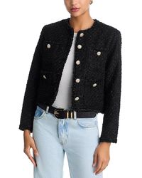 Aqua - Tweed Collarless Jacket - Lyst