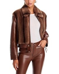 Cinq À Sept - Melind Faux Fur Trim Faux Leather Jacket - Lyst