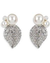 Jennifer Behr - Blanca Pave & Imitation Pearl Leaf Drop Earrings - Lyst