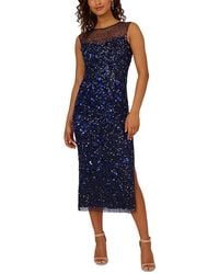 Adrianna Papell - Beaded Sequin Embellishment Midi Dress - Lyst