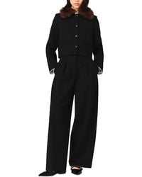Maje - Short Jacket With Removable Faux Fur Collar - Lyst